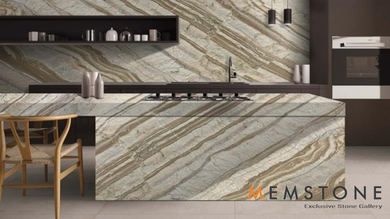 Beyaz Mermer Desenli Masa Tasarımı